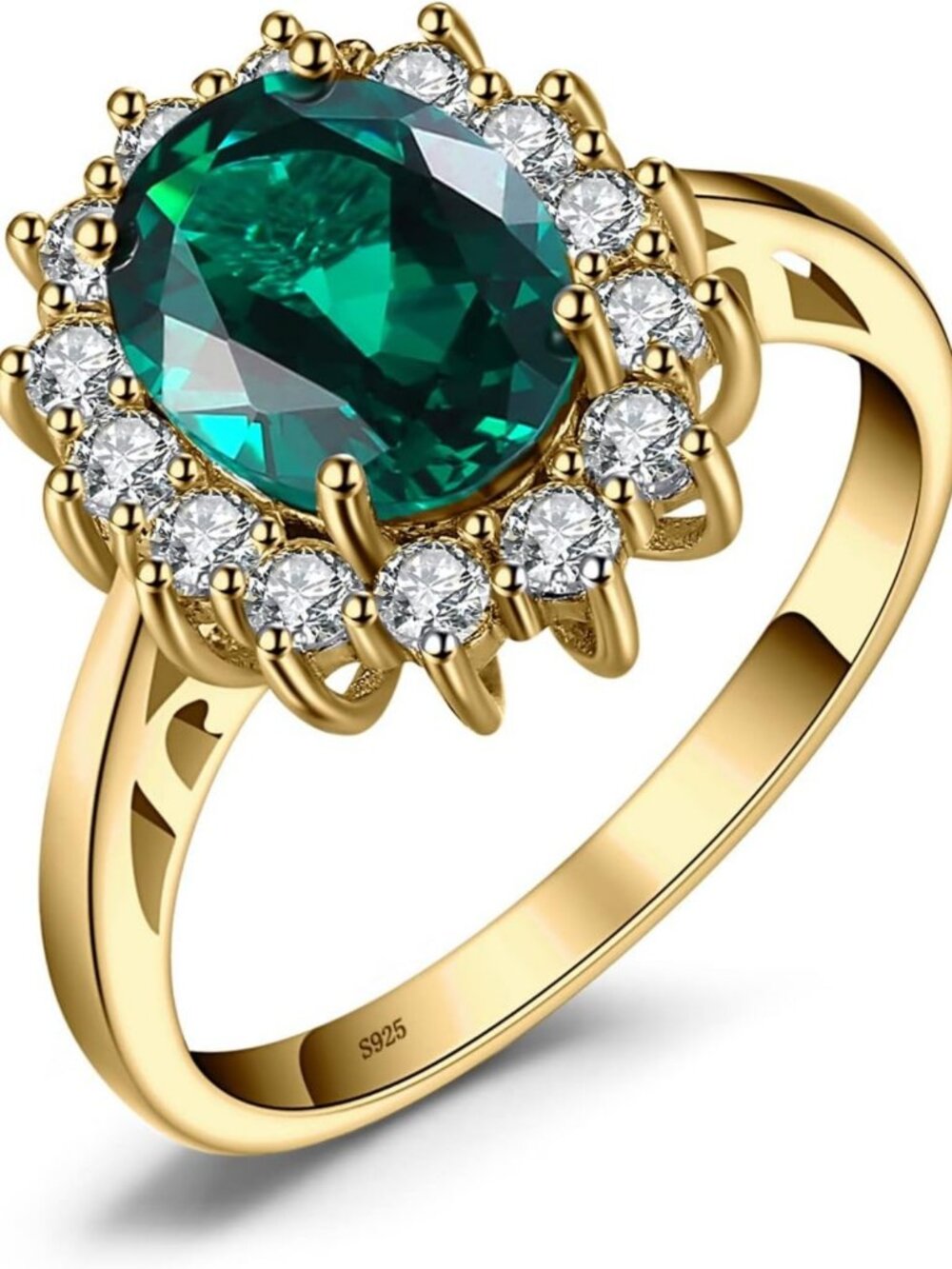 Stunning Princess Diana Inspired Gemstone Halo Engagement Ring for Women, 14K